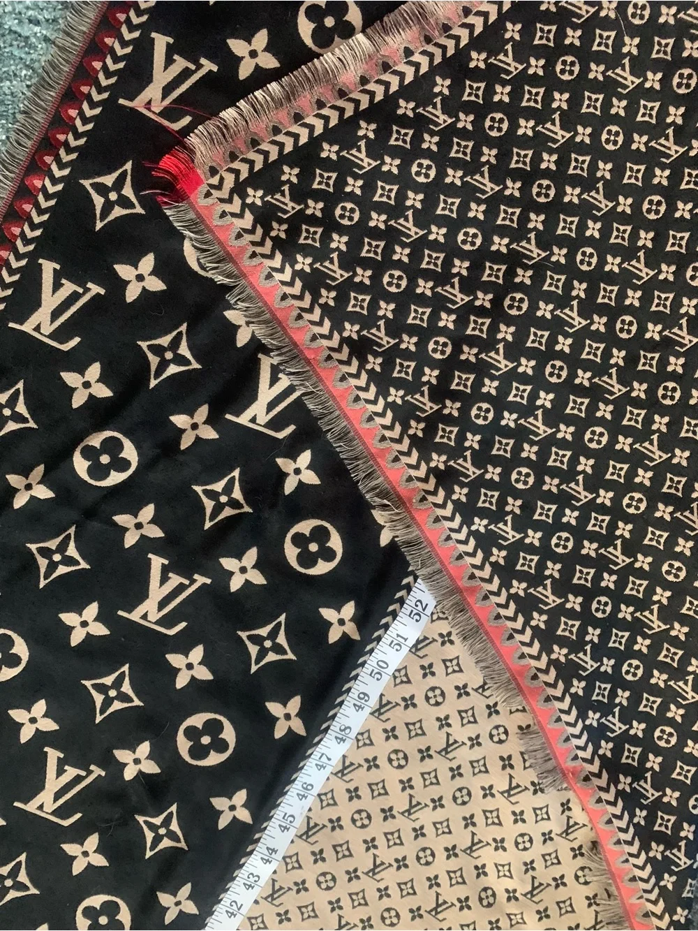 Louis Vuitton Black and Beige Monogram Shawl Scarf